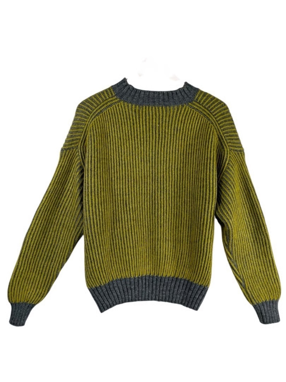 Women’s Olive Green Ribbed Crewneck Sweater - Chiaramente Size Large